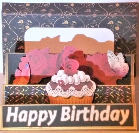 Butterflies, Cake & Roses - 5 Stepper Card. by Hazel Underwood
