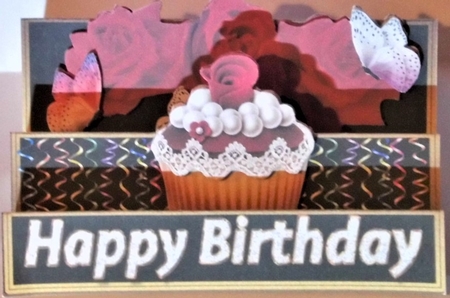 Butterflies, Cake & Roses - 5 Stepper Card. by Hazel Underwood