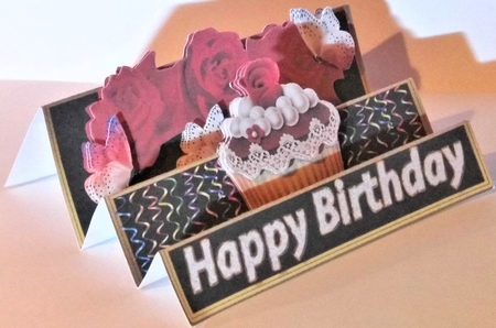 Butterflies, Cake & Roses - 5 Stepper Card. by Hazel Underwood