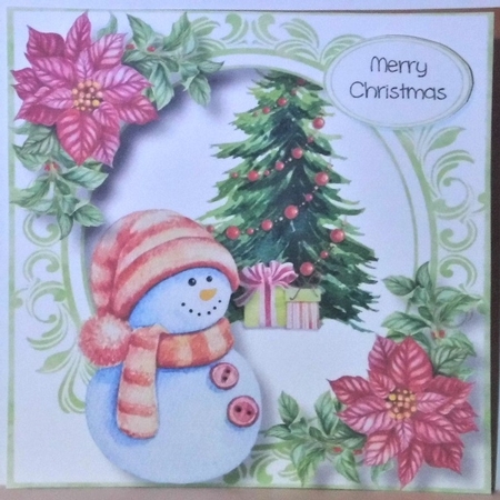 Happy Christmas Snowman 8x8 by Hazel Underwood