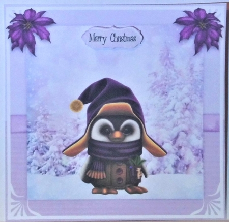 Christmas Penguin Card Front by Hazel Underwood