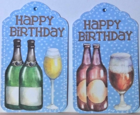 4 Blue Birthday beer tag toppers by Hazel Underwood