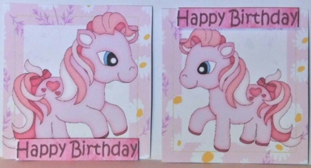 4 Cute pink little ponies in daisy frame toppers by Hazel Underwood