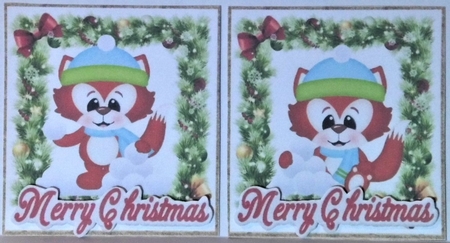 4 lovely christmas holly and bow toppers with foxes by Hazel Underwood