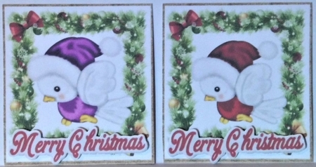 4 lovely christmas holly and bow toppers with robins by Hazel Underwood