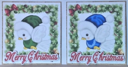 4 lovely christmas holly and bow toppers with robins by Hazel Underwood