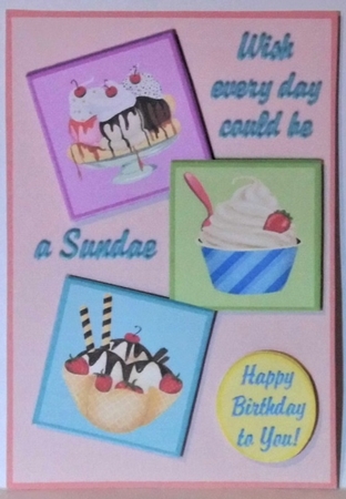 Sundae Card, Birthday or any occasion by Hazel Underwood