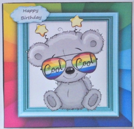 The Rainbow Animal Collection Bear 6x6  by Hazel Underwood