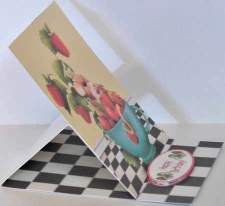 Strawberry Mice Easel Card Kit With Decoupage, Envelope, Tags & Greetings by Hazel Underwood