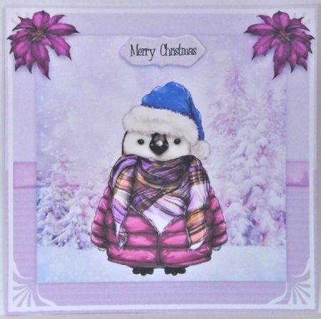 Cute Christmas Penguin Card Front by Hazel Underwood
