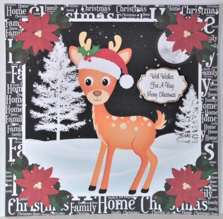 3 Christmas woodland deer card fronts/toppers by Hazel Underwood