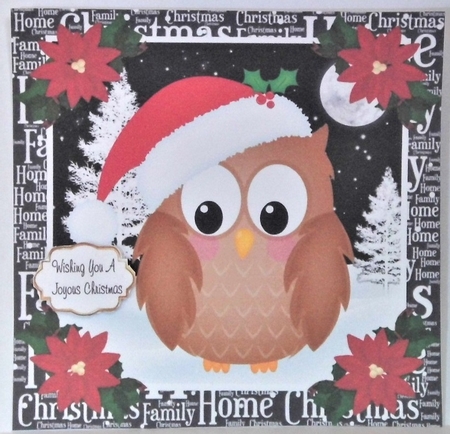 3 Christmas woodland owl card fronts/toppers by Hazel Underwood