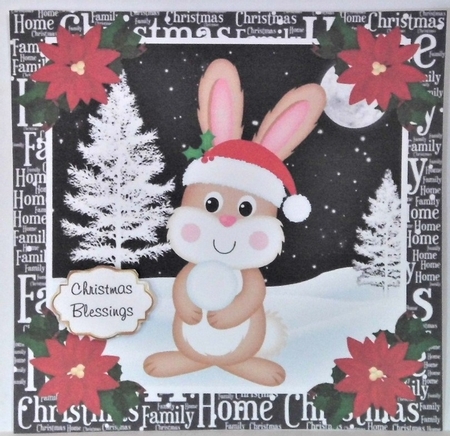 3 Christmas woodland rabbit card fronts/toppers 1 by Hazel Underwood