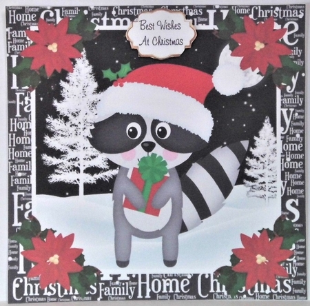 3 Christmas woodland raccoon card fronts/toppers 1 by Hazel Underwood