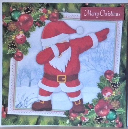 Dabbing Santa With Bauble Corners 7x7 by Hazel Underwood