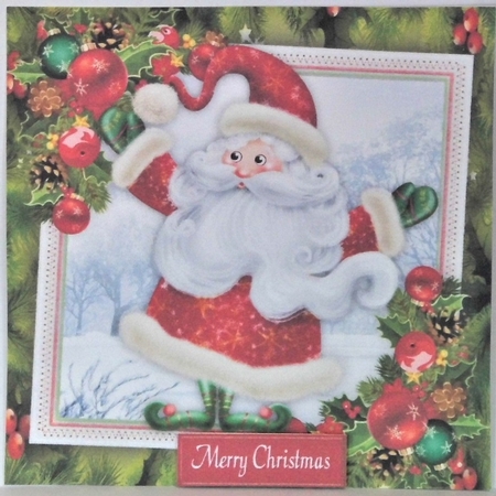  Santa With Bauble Corners 7x7 by Hazel Underwood
