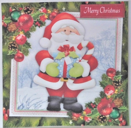 Santa & Presents With Bauble Corners 7x7 by Hazel Underwood