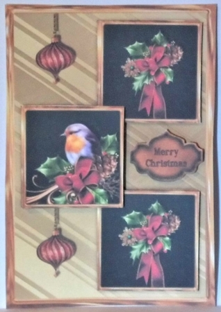 Robin Red Breast Three Square Quick Card by Hazel Underwood