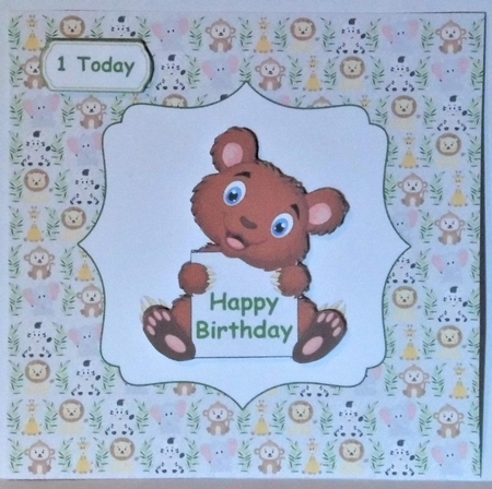 Bear Happy Birthday Age Card 1 - 8 by Hazel Underwood