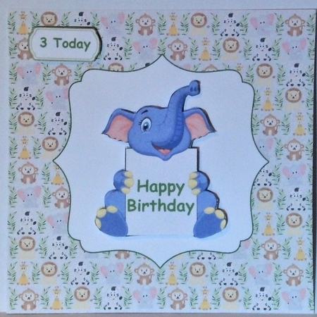 Elephant Happy Birthday Age Card 1 - 8 by Hazel Underwood