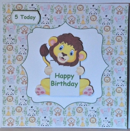 Lion Happy Birthday Age Card 1 - 8 by Hazel Underwood