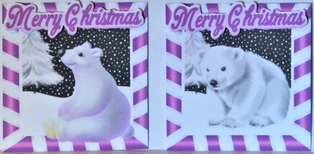 4 cute  christmas white polar bears toppers  by Hazel Underwood