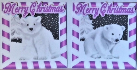 4 cute  christmas white polar bears toppers  by Hazel Underwood