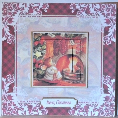 Christmas Stockings 7x7ins Vintage Lace Filigree Topper 1 by Hazel Underwood