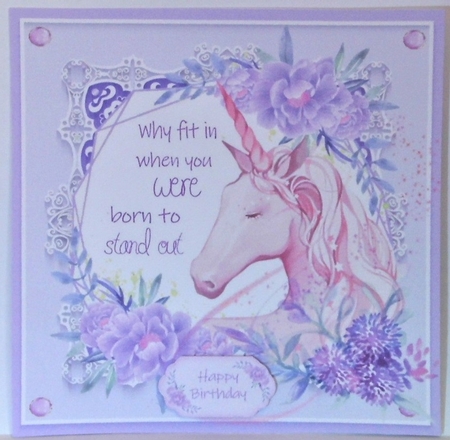 Beautiful Unicorn With Purple Flowers 2 8x8 Mini Kit by Hazel Underwood