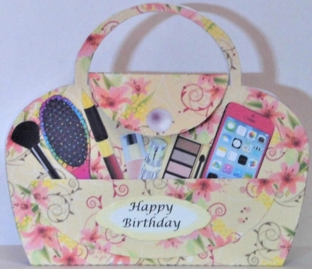 Handbag card 1 with accessories by Hazel Underwood