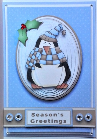 Snowman with Blue & Brown Scarf for 10x7 Card by Hazel Underwood