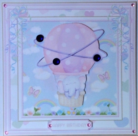 Cute Elephant Watercolour Decoupage Pink Frame Topper  by Hazel Underwood