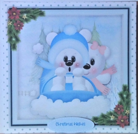 Christmas Teds Having Fun by Hazel Underwood