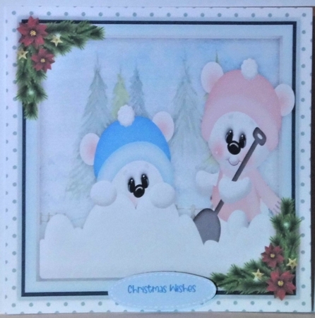 Christmas Teds Shoveling Snow by Hazel Underwood