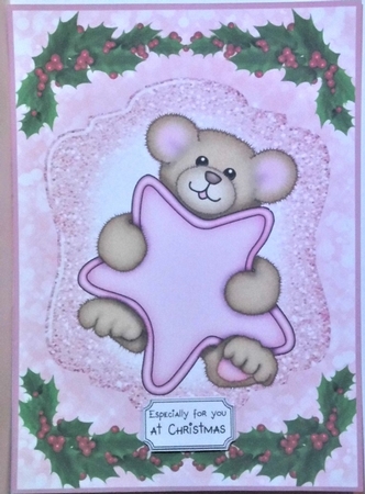 Large pink star bear topper by Hazel Underwood