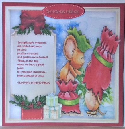 8, Card Fronts  Christmas Animals and 4 Inserts by Hazel Underwood