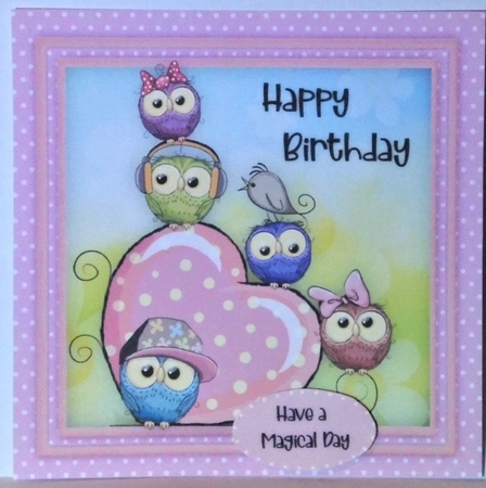 Owls  Heart Happy Birthday  by Hazel Underwood