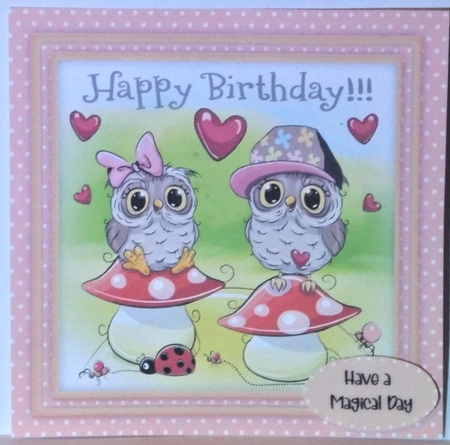 4,  card Fronts , Birthday Owls by Hazel Underwood