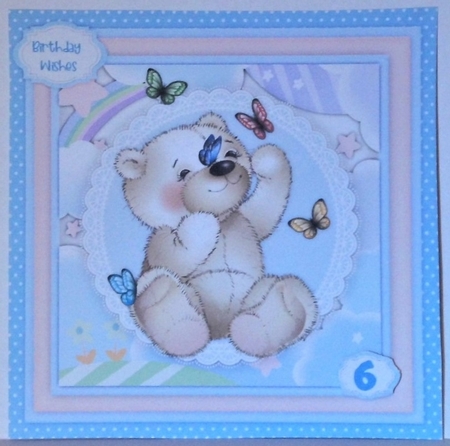 Cute Teddy and Butterflys by Hazel Underwood