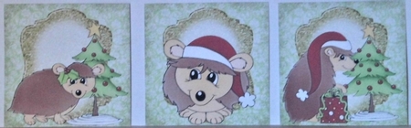 6 Christmas hedgehog toppers by Hazel Underwood