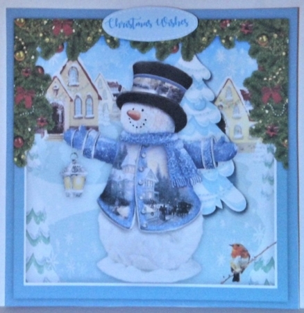 Lovely Snowman with Lamp by Hazel Underwood