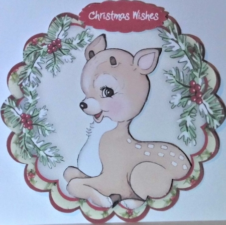 Gorgeous Deer on a Scalloped Mat by Hazel Underwood