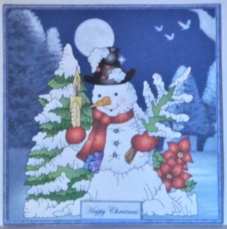 Snowman lights the way 6x6 card by Hazel Underwood