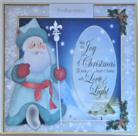 Gorgeous Blue Santa with Verse by Hazel Underwood