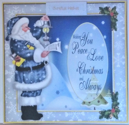 Gorgeous Blue Santa with Verse 2 by Hazel Underwood