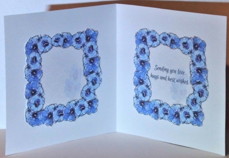 4 BLUE FLORAL GENTIAN MINI-INSERTS:  1 Blank, 3 With Verse by Hazel Underwood