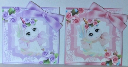  4 Pretty coloured unicorn toppers with roses and bows (one) by Hazel Underwood