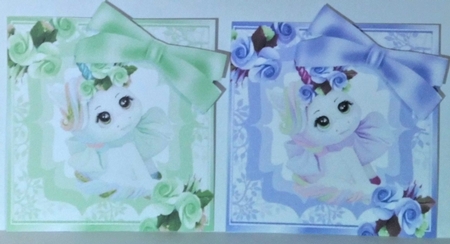 4 Pretty coloured unicorn toppers with roses and bows (two) by Hazel Underwood