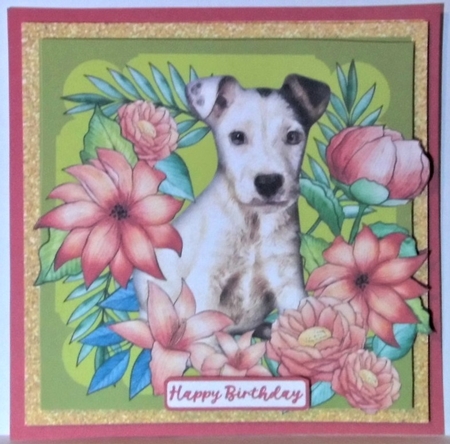 DOG IN FLOWERS 1 by Hazel Underwood