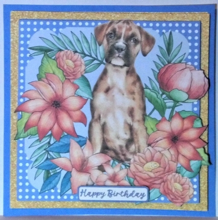 DOG IN FLOWERS 2 by Hazel Underwood